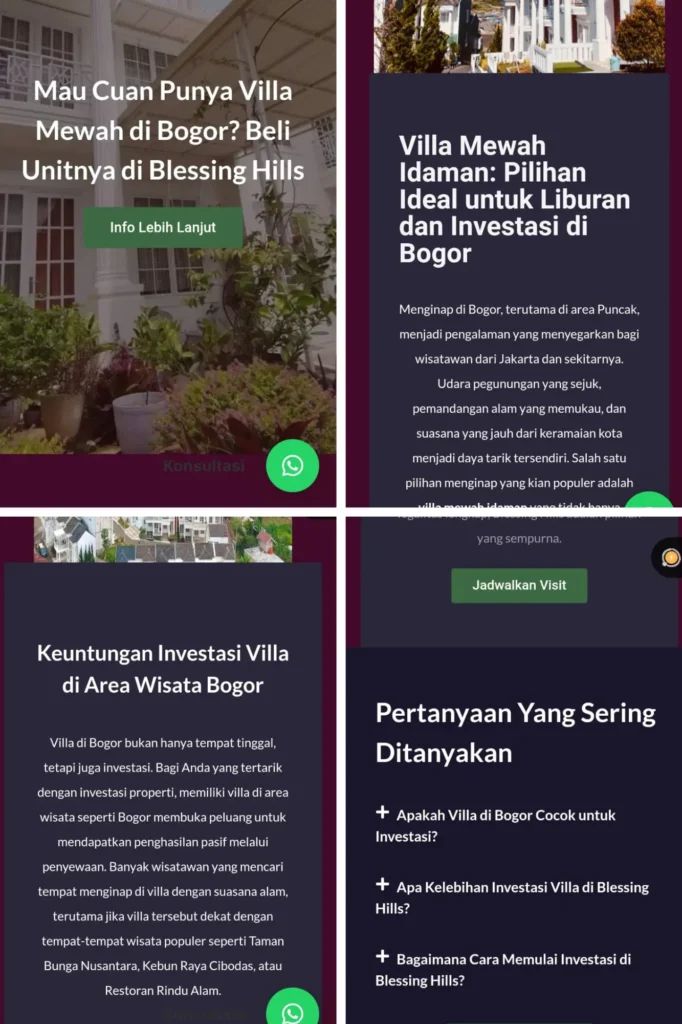 Website Project Penjualan Vila di Cipanas